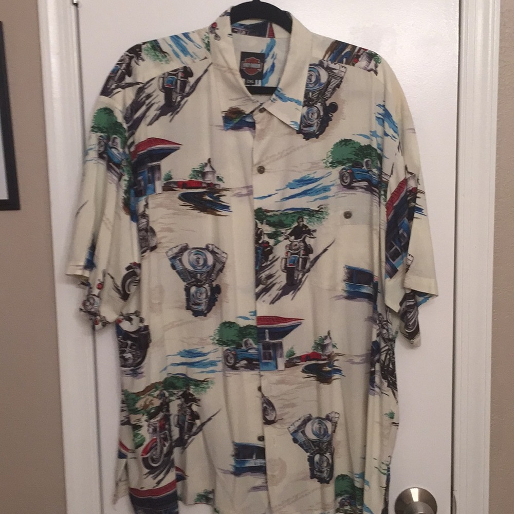 2XL Harley Davidson silk casual shirt